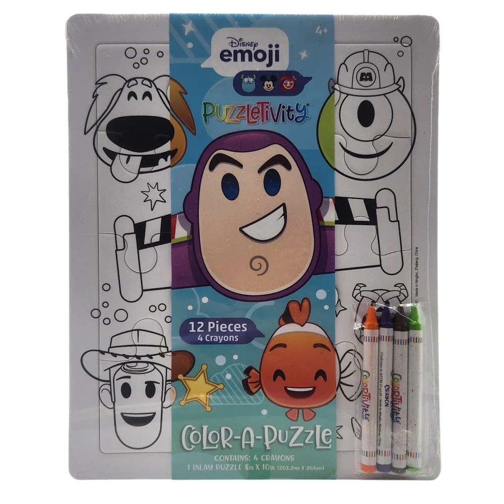 2x Disney Color A Puzzle‎ Emoji Characters Puzzletivity 8 x 10, Crayons Ages 4+
